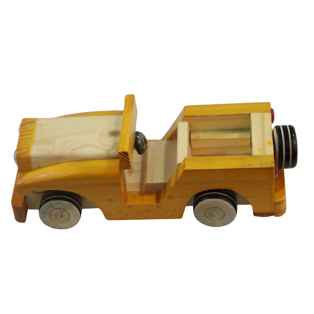 Hand-painted Channapatna wooden sedan car toy with refined look