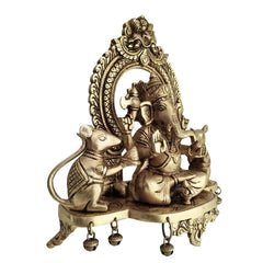 Divine Brass Ganesha with Mushika – Symbol of Wisdom, Humility & Prosperity   Brass Ware