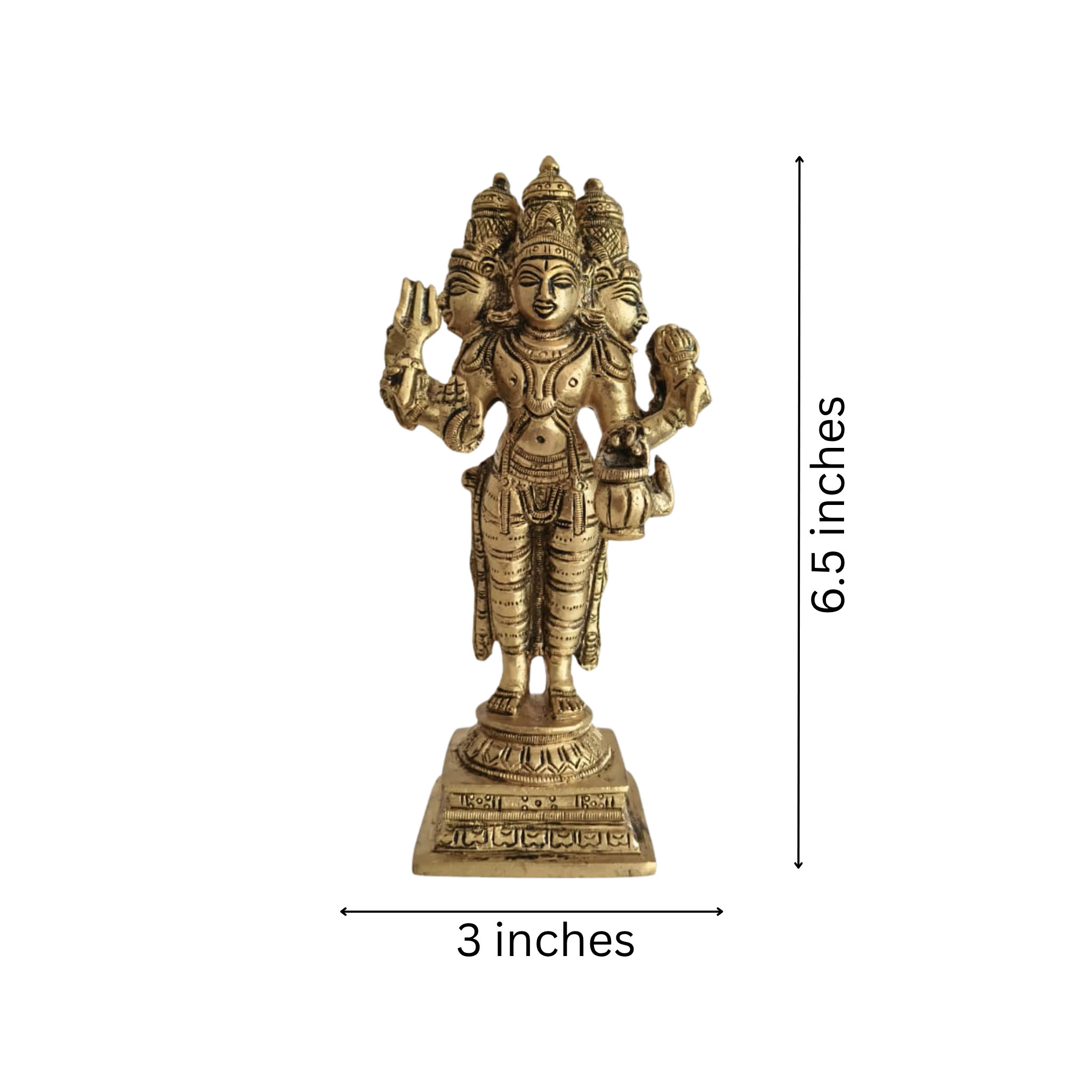 Standing Brass Lord Brahma Idol (Four-Faced Creator God)