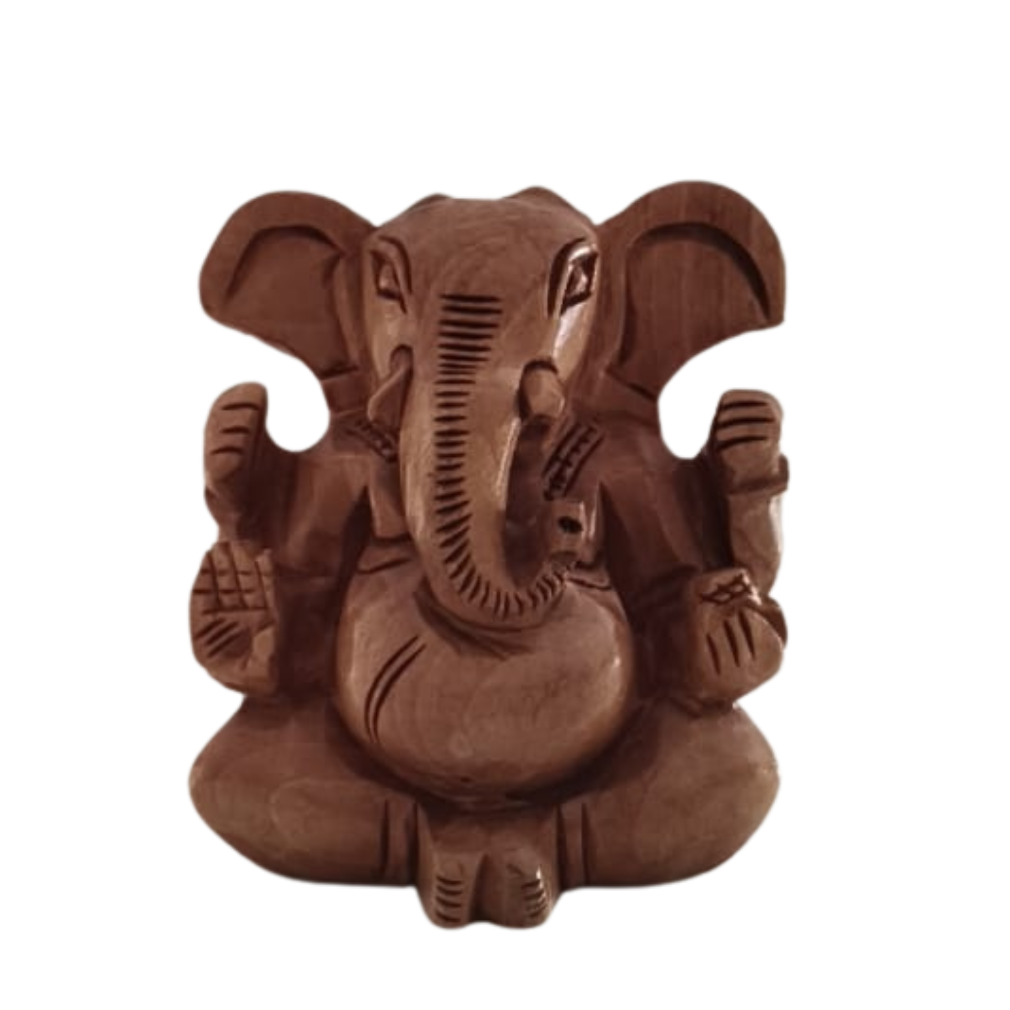 Decorative Wooden Ganesh in Seated Position | Handmade Religious Figurine