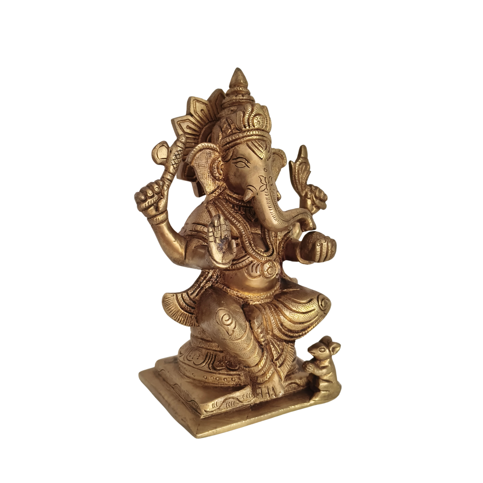 Divine Brass Lord Ganesha Idol – Symbol of Wisdom, Prosperity, and Auspicious Beginnings