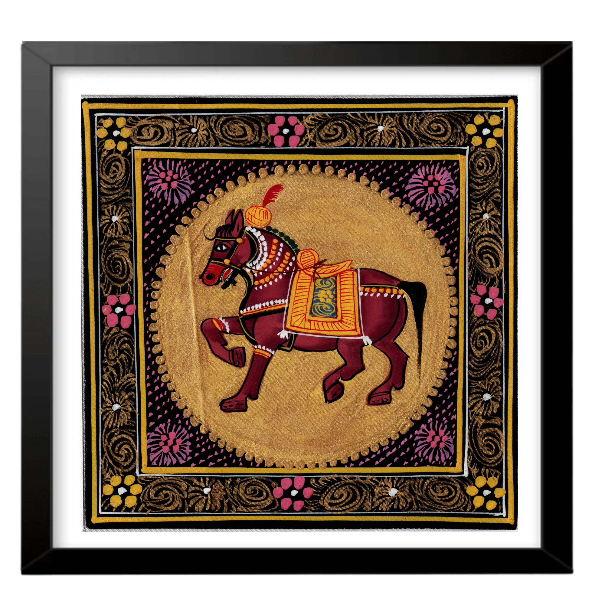 Hand-Painted Traditional Pattachitra Horse Artwork – Symbol of Strength and Energy
