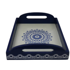Handcrafted Channapatna wooden tray with vibrant hand-painted design