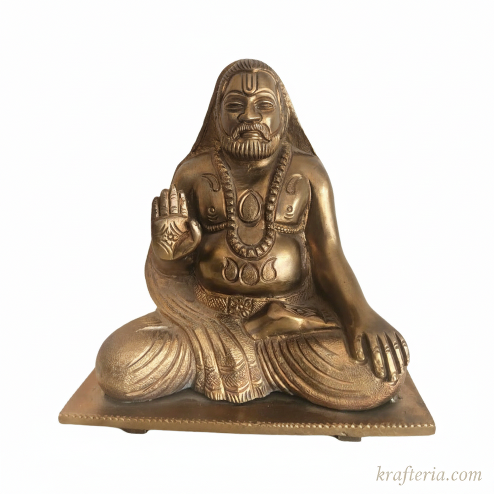 Brass Ramanujacharya Statue | Divine Spiritual Tabletop Idol   Brass Artwork