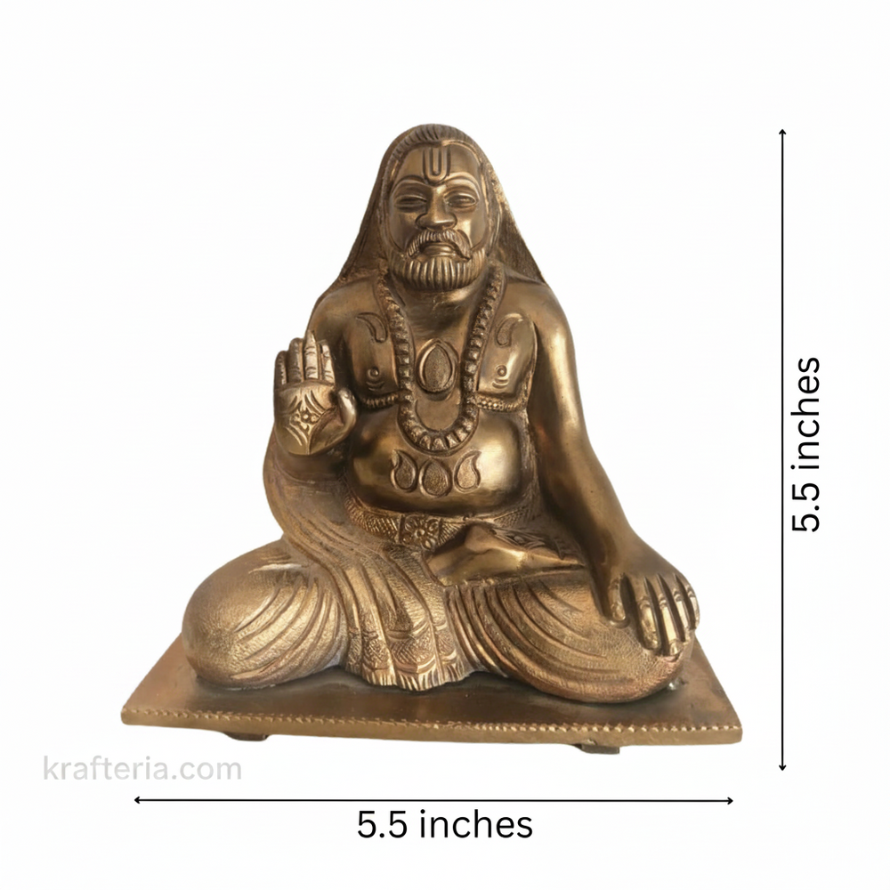 Brass Ramanujacharya Statue | Divine Spiritual Tabletop Idol   Brass Artwork