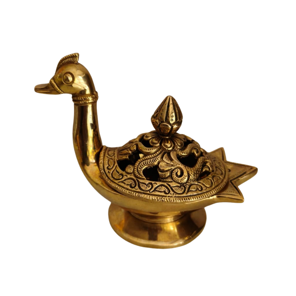 Handcrafted Brass Peacock Decorative Artifact with Engraved Lid   Brass Artwork