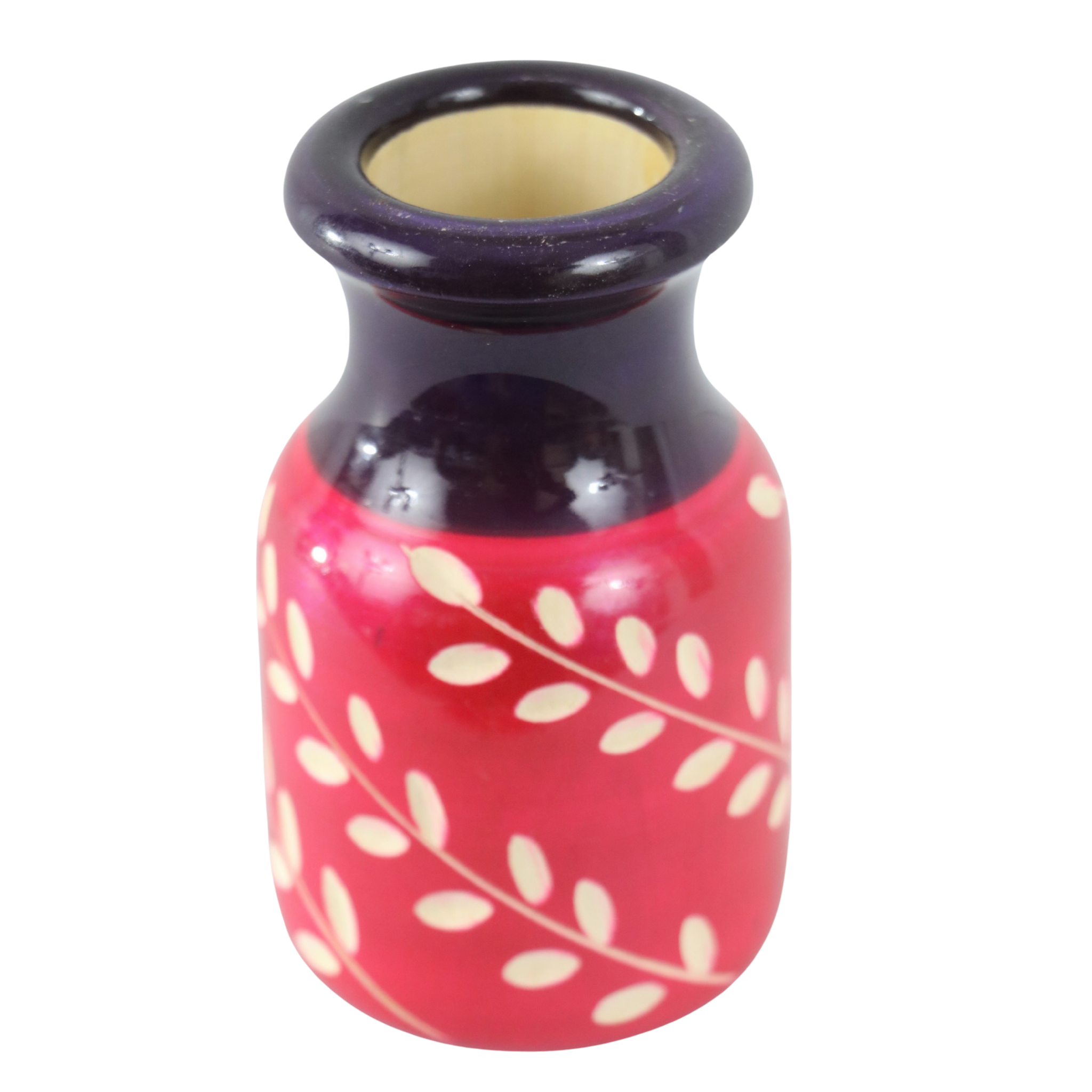 Handmade wooden vase Indian traditional craft