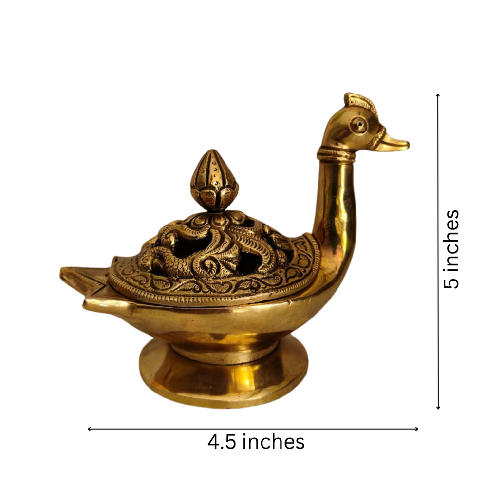 Handcrafted Brass Peacock Decorative Artifact with Engraved Lid   Brass Artwork