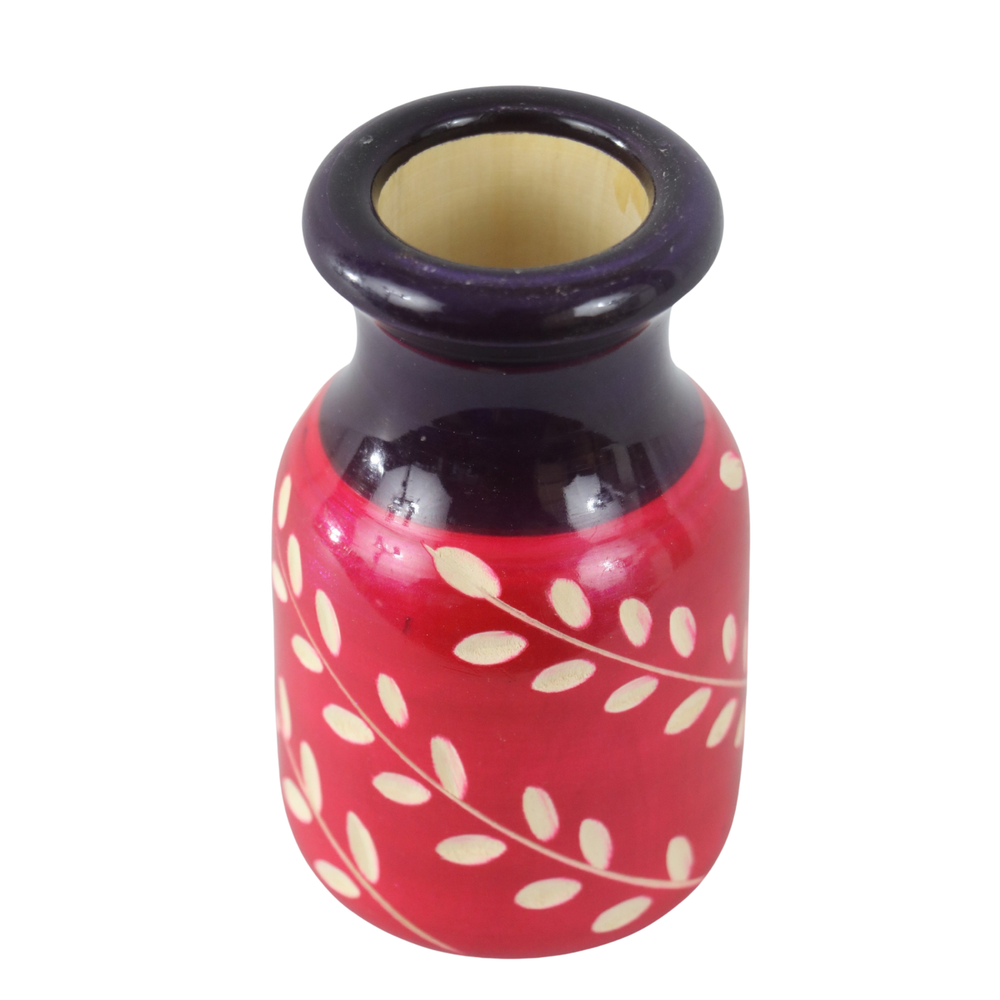 Channapatna lacquered wood vase for flowers