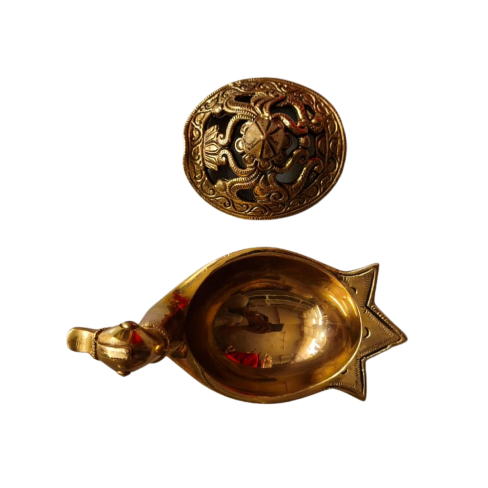 Handcrafted Brass Peacock Decorative Artifact with Engraved Lid   Brass Artwork