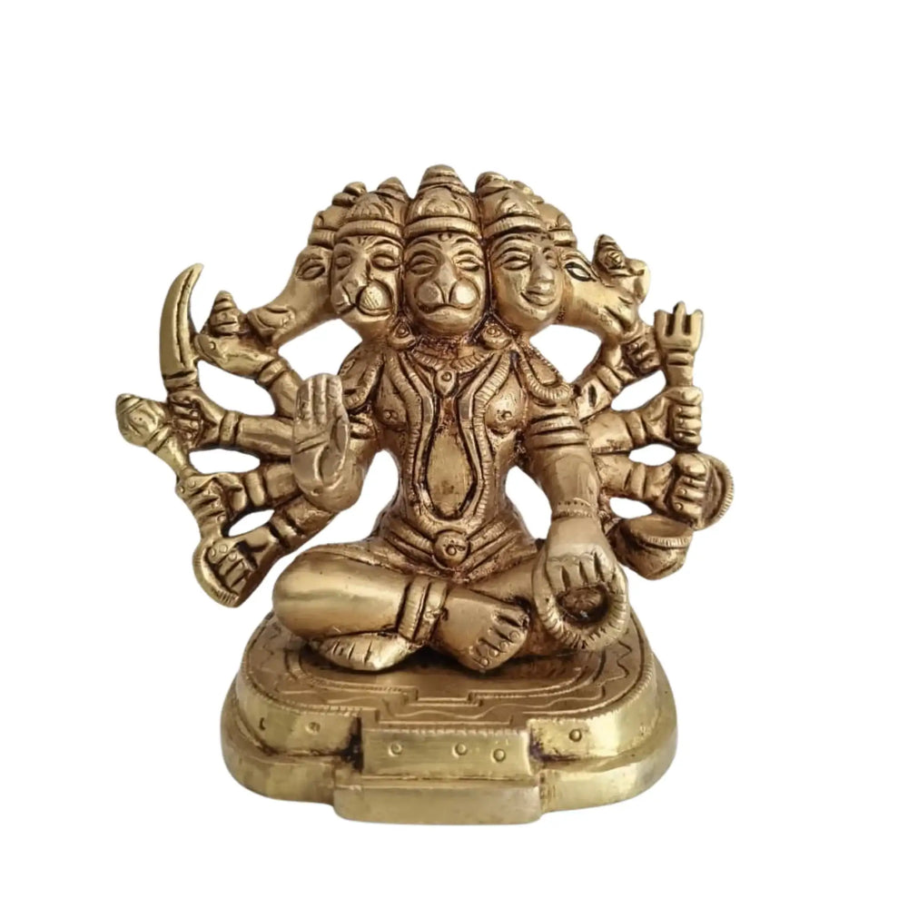 Divine Brass Panchamukha Hanuman – Guardian Energy Idol for Home & Office   Brass Ware