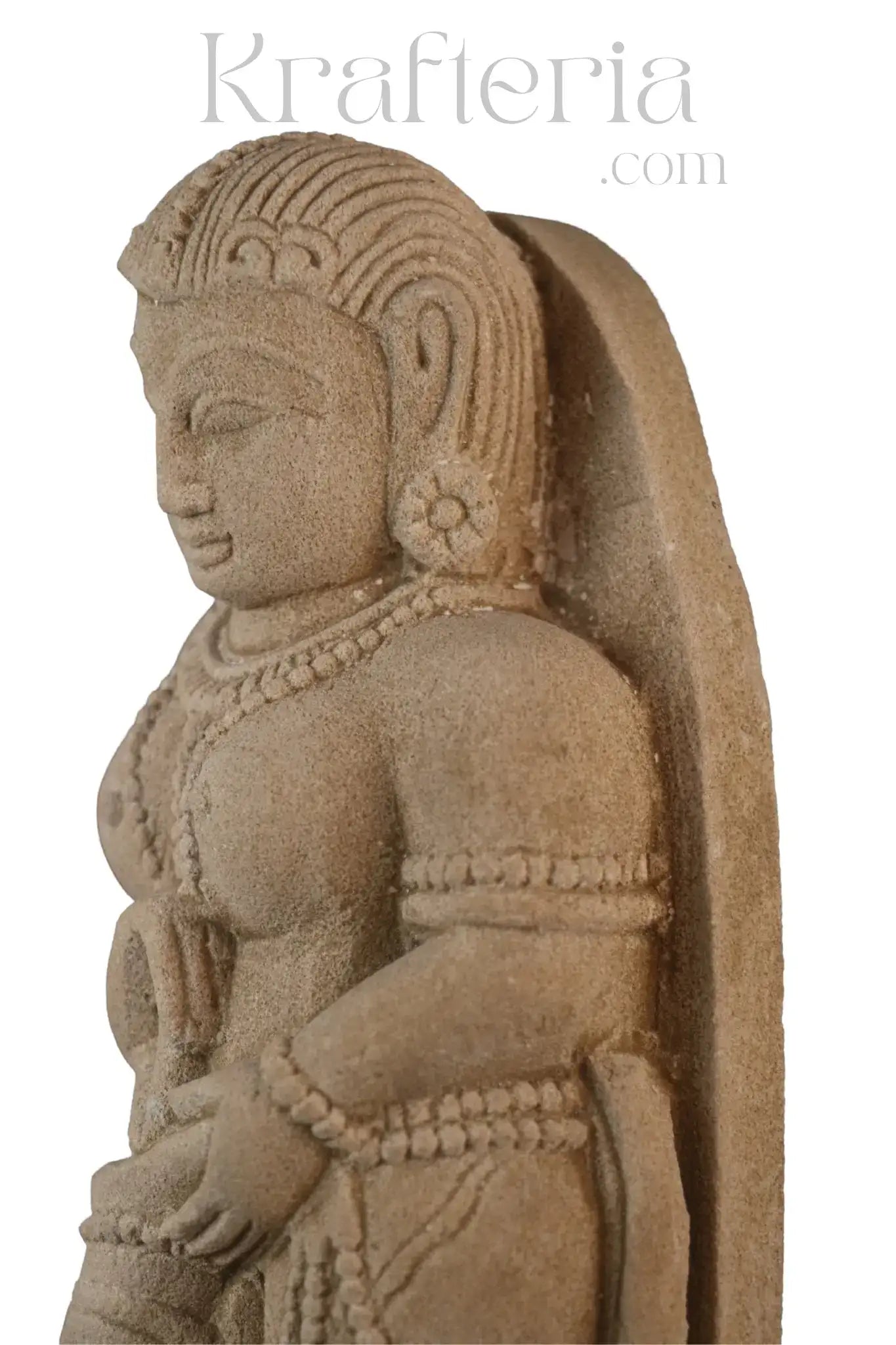 Traditional stone carved female figure with child Indian sculpture