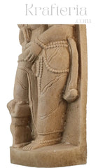 Handcrafted sandstone female figure with child traditional Indian stone sculpture