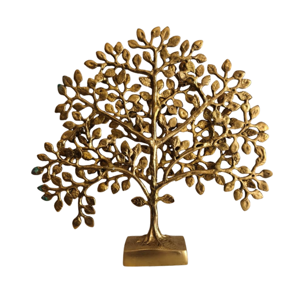 Handcrafted Antique Brass Kalpavruksh Tree Sculpture | Divine Prosperity Tabletop Décor   Brass Artwork