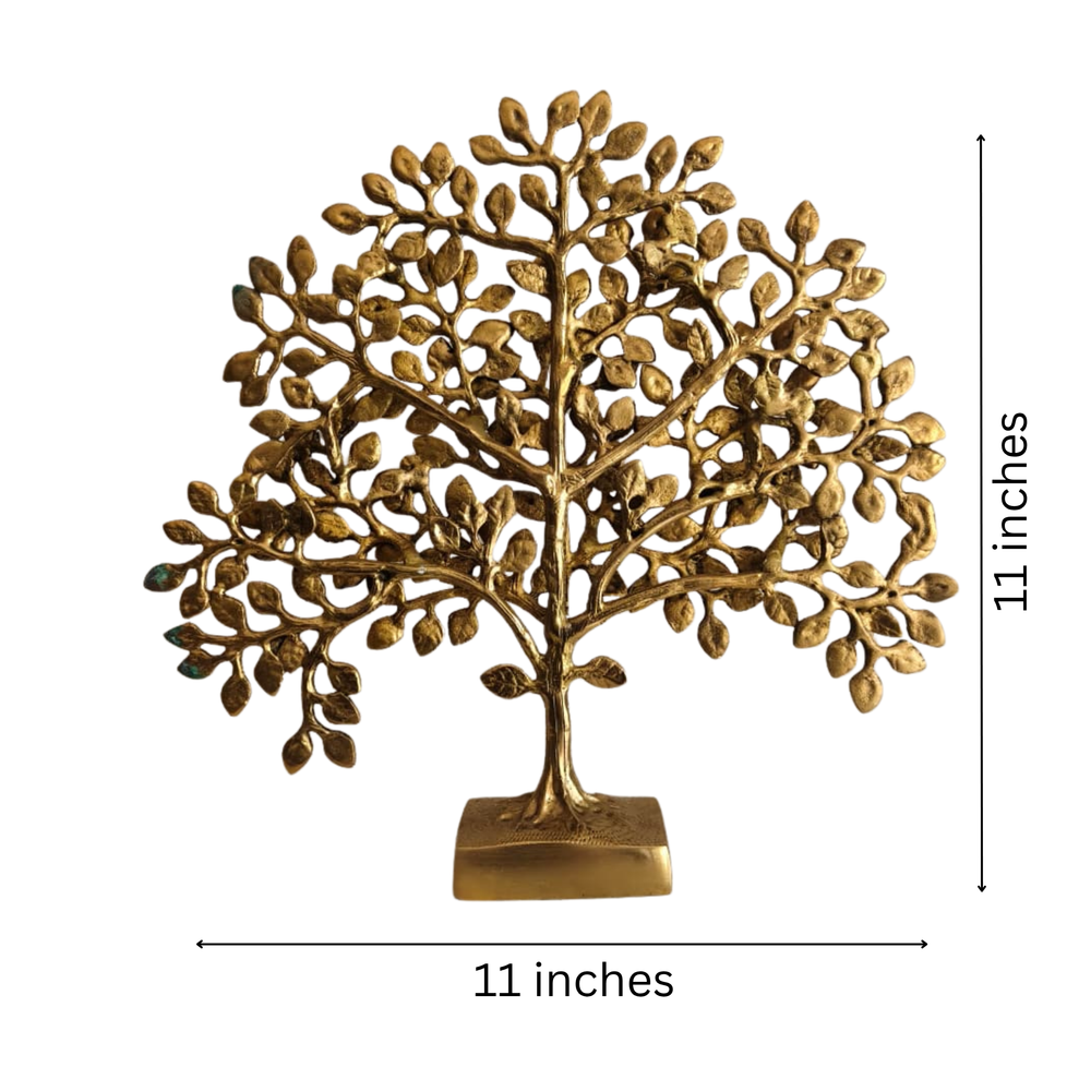 Handcrafted Antique Brass Kalpavruksh Tree Sculpture | Divine Prosperity Tabletop Décor   Brass Artwork