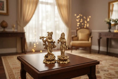 Brass Radha Krishna Idol Set – Krishna & Radha for Home Temple Décor   Brass Ware