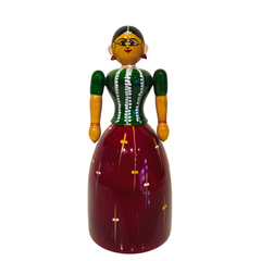Graceful Etikoppaka Wooden Lady -  Handcrafted Lacquer