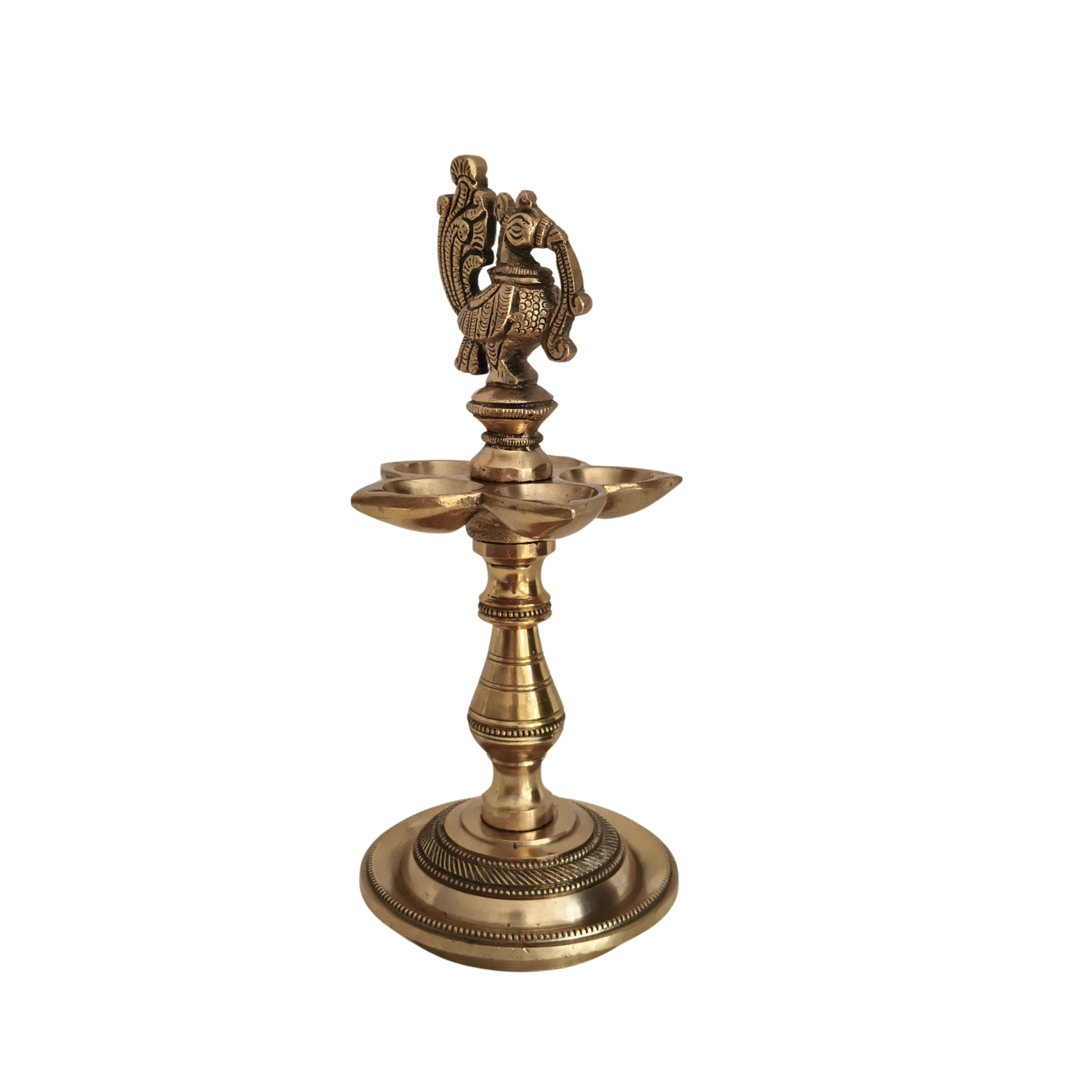 Deepak/Diya Lamp with Peacock (Mayur) Finial, A Symbol of Light and Prosperity