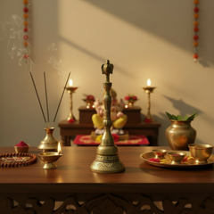 Handcrafted Brass Ghanta | Temple Bell with Auspicious Garuda Finial