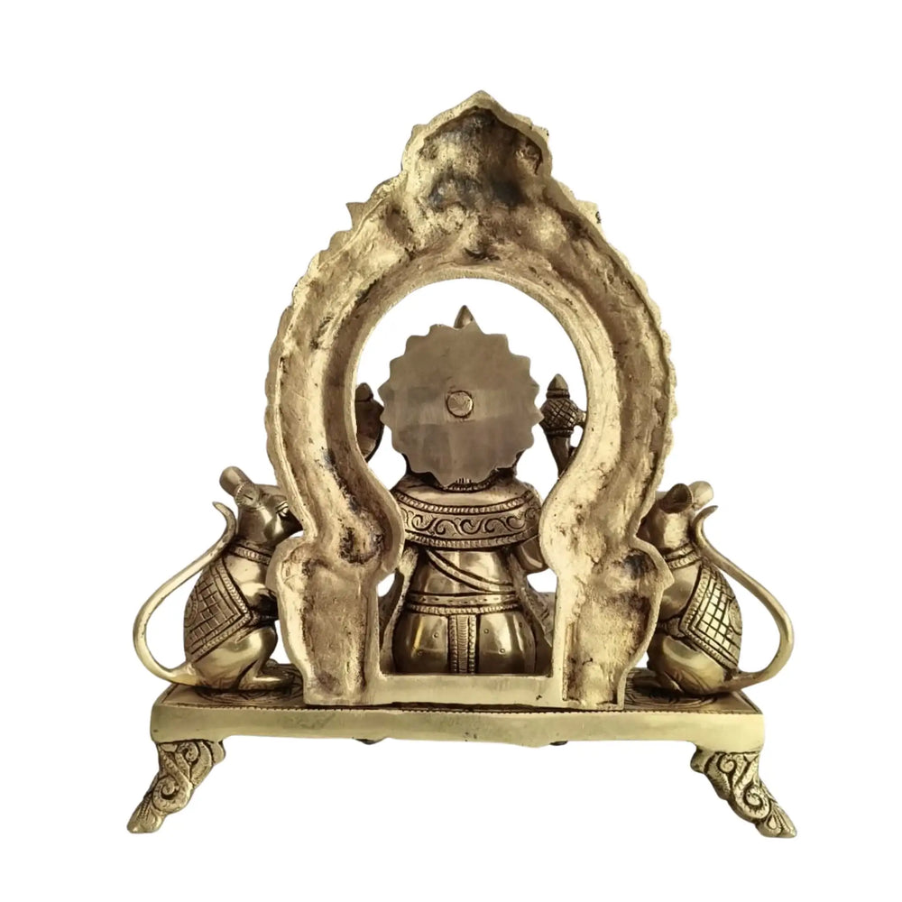 Divine Brass Ganesha with Mushika – Symbol of Wisdom, Humility & Prosperity   Brass Ware