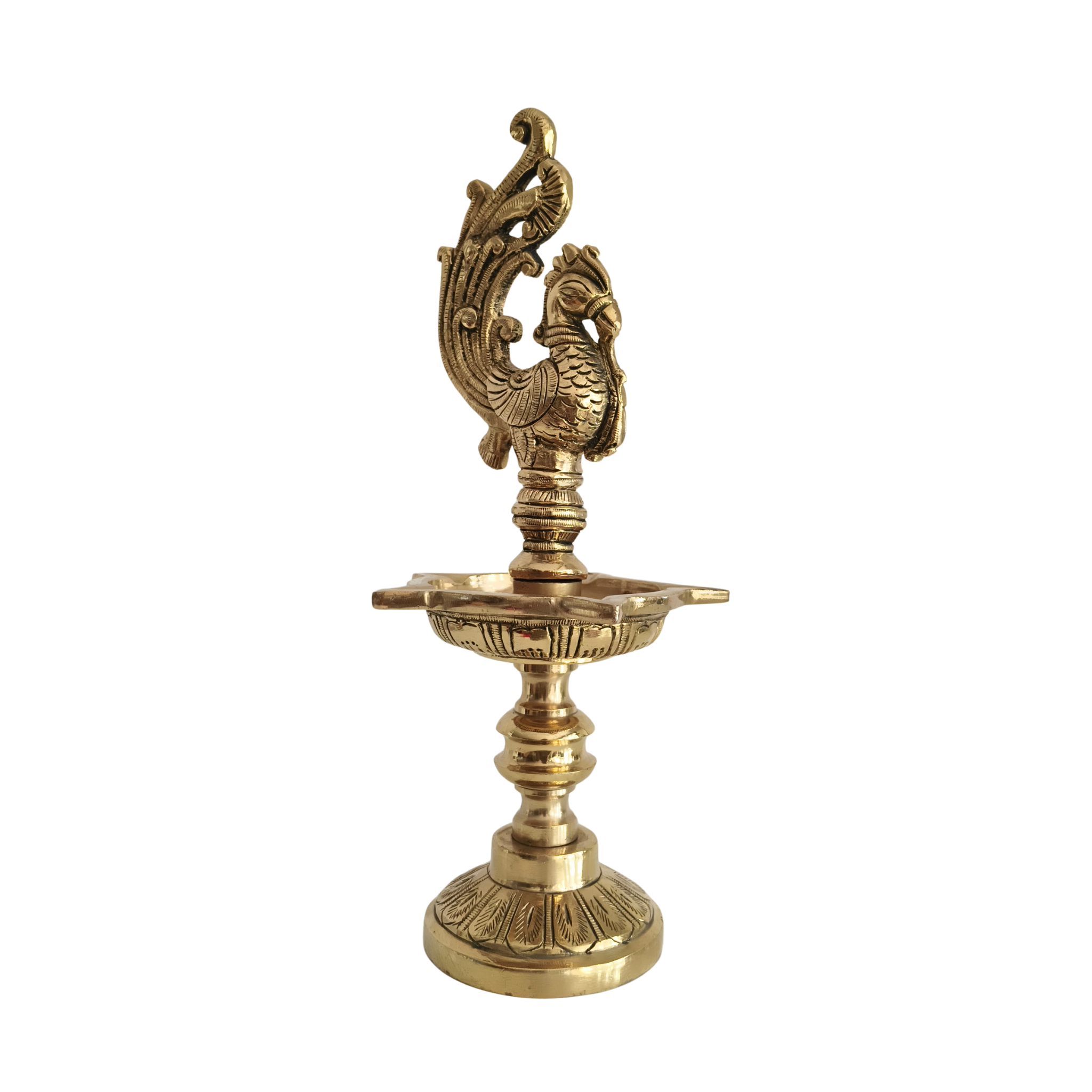 Brass Peacock Aishwarya Diya - Star-Shaped Traditional Oil Lamp