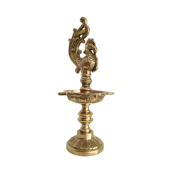 Brass Peacock Aishwarya Diya - Star-Shaped Traditional Oil Lamp