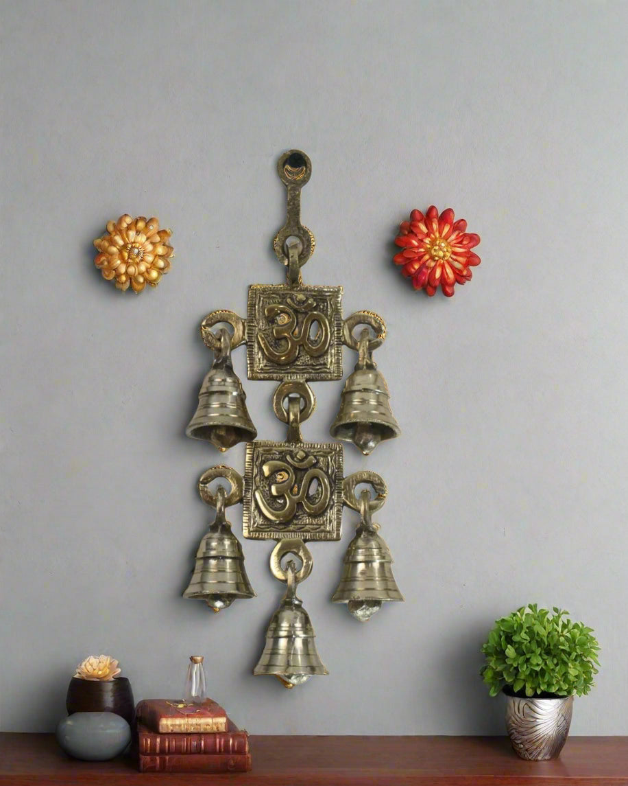 Brass Om Bell Wall Hanging – Perfect for Meditation and Prayer Spaces