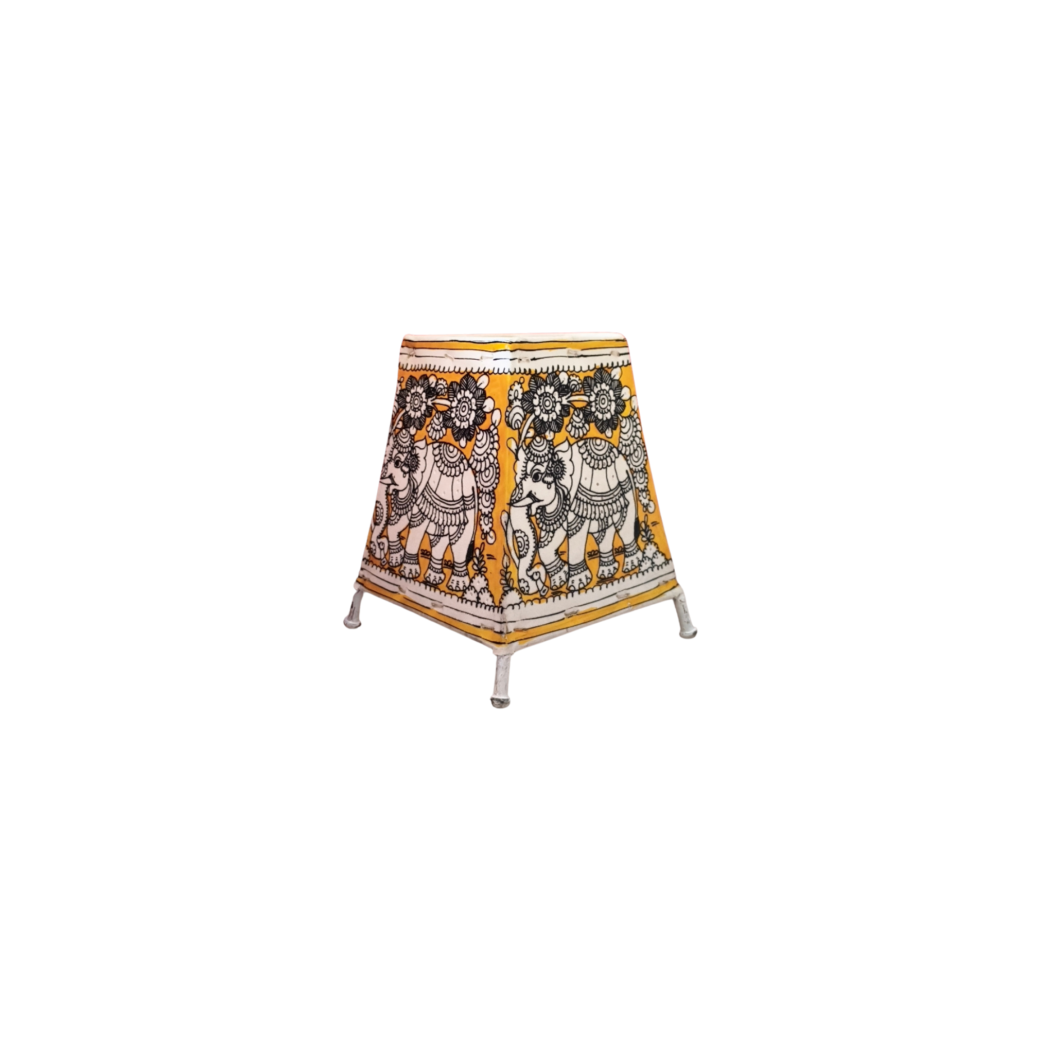 Artisan Crafted Elephant in Kalamkari Leather Puppetry | Bed Lamp