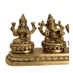 Brass Lakshmi Ganesha Saraswati Set - Divine Trinity Statue for Wealth   Brass Artwork
