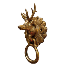 Handcrafted Brass Deer Head Door Knocker – Vintage Wall Décor Accent   Brass Artwork