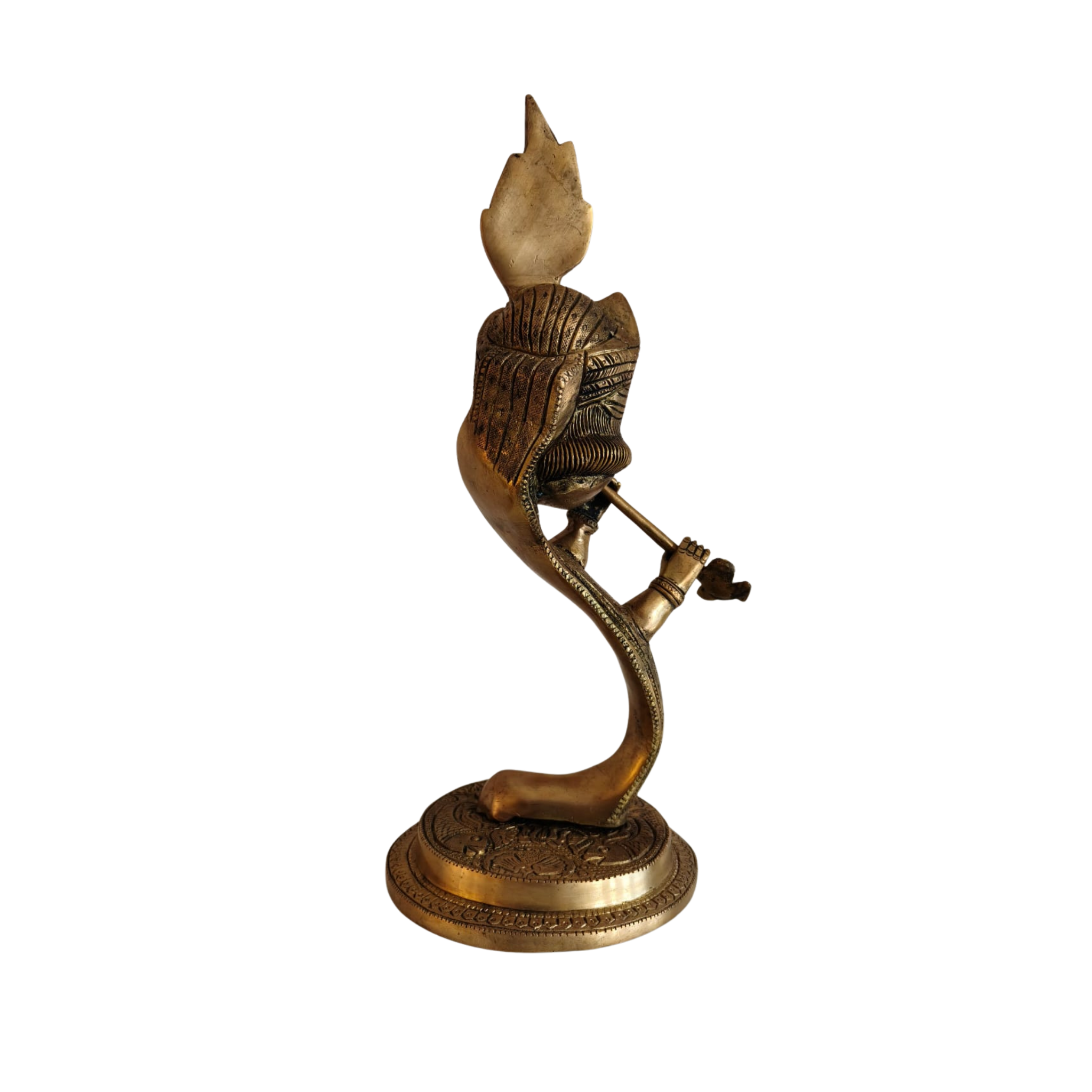 Brass Lord Krishna Playing Flute Idol