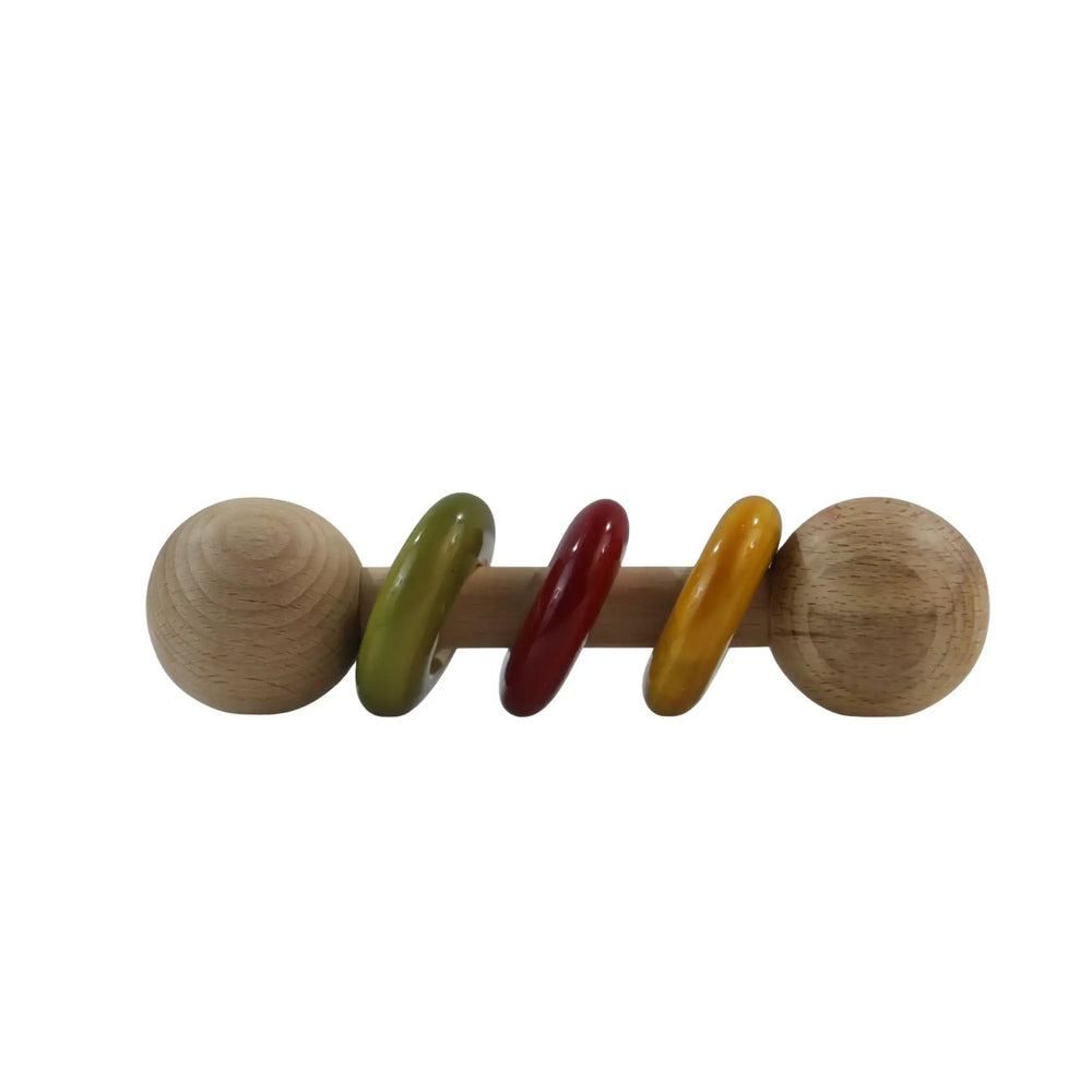 Montessori style dumbbell rattle for babies