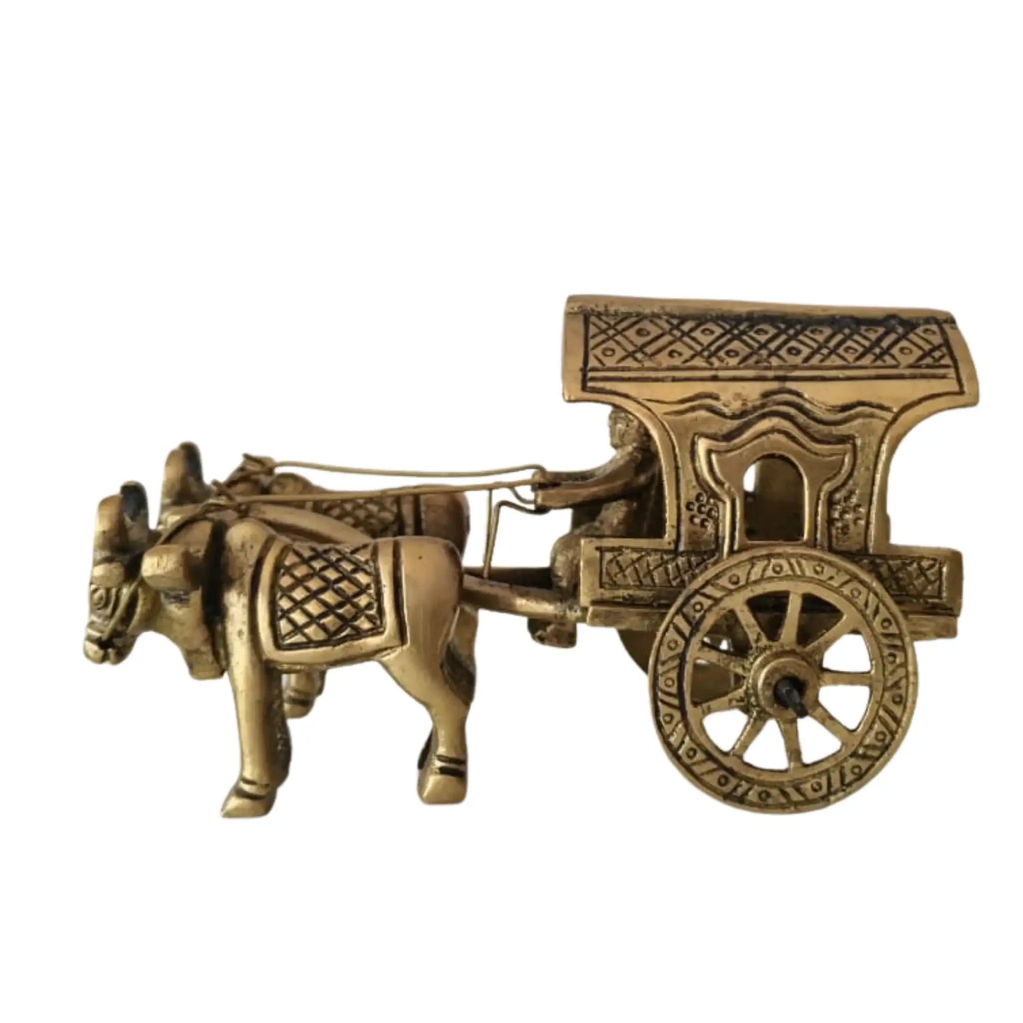 Brass Bullock Cart Figurine with Covered Canopy | Traditional Home Decor Showpiece   Brass Ware