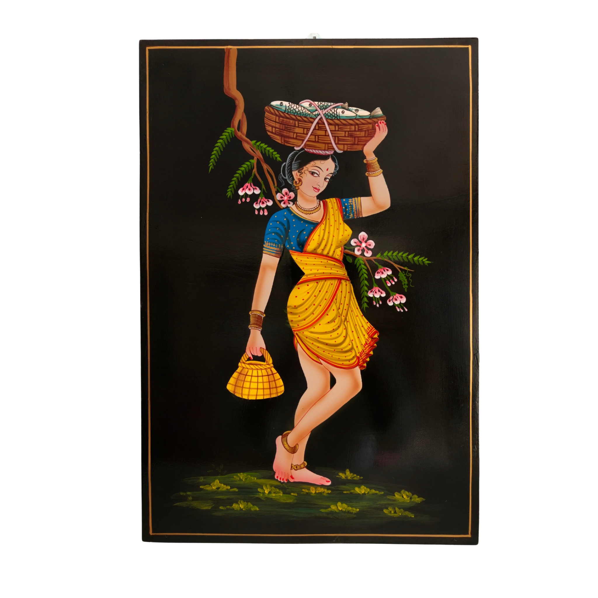 Handcrafted Telangana Nirmal painting fisherwoman