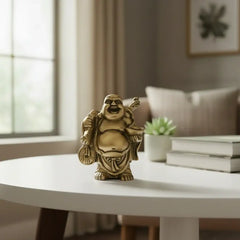 Brass Laughing Buddha Statue - Prosperity and Good Luck Figurines   Brass Ware
