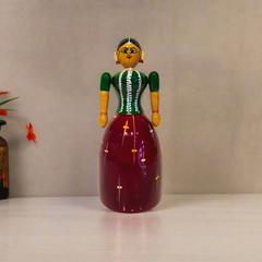 Graceful Etikoppaka Wooden Lady -  Handcrafted Lacquer