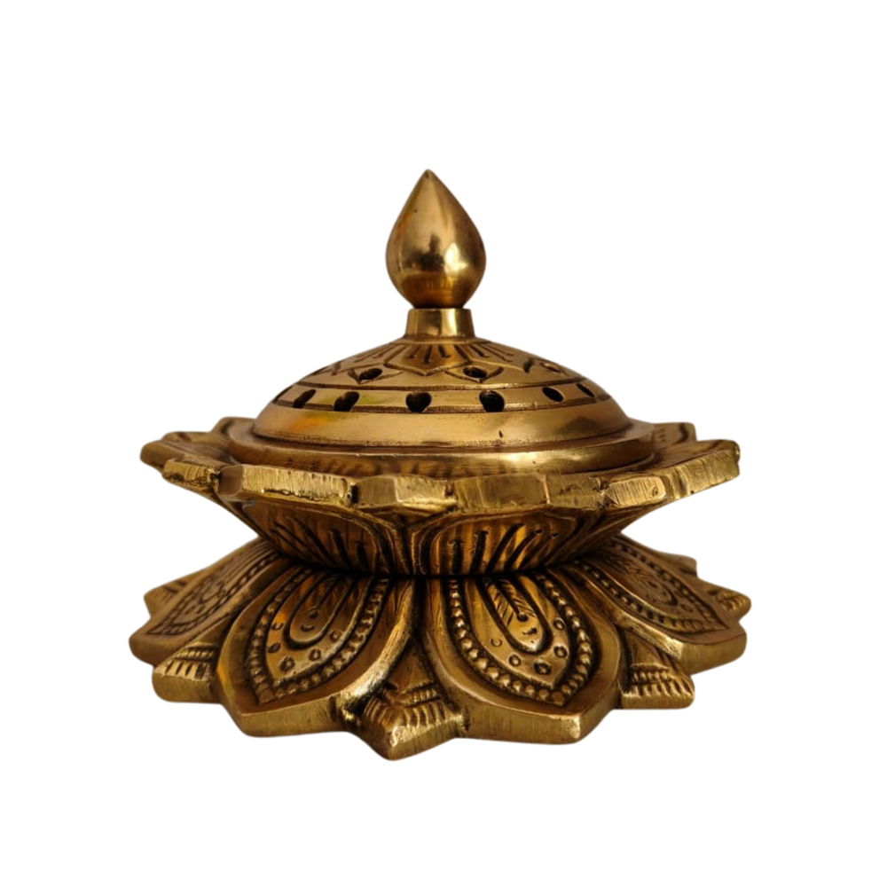 Handcrafted Brass Lotus Dhoop Burner   Brass Artwork