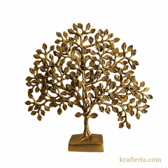 Handcrafted Antique Brass Kalpavruksh Tree Sculpture | Divine Prosperity Tabletop Décor   Brass Artwork