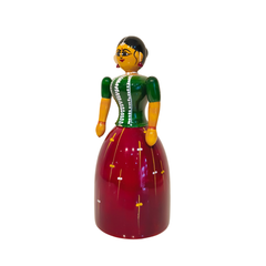 Graceful Etikoppaka Wooden Lady -  Handcrafted Lacquer