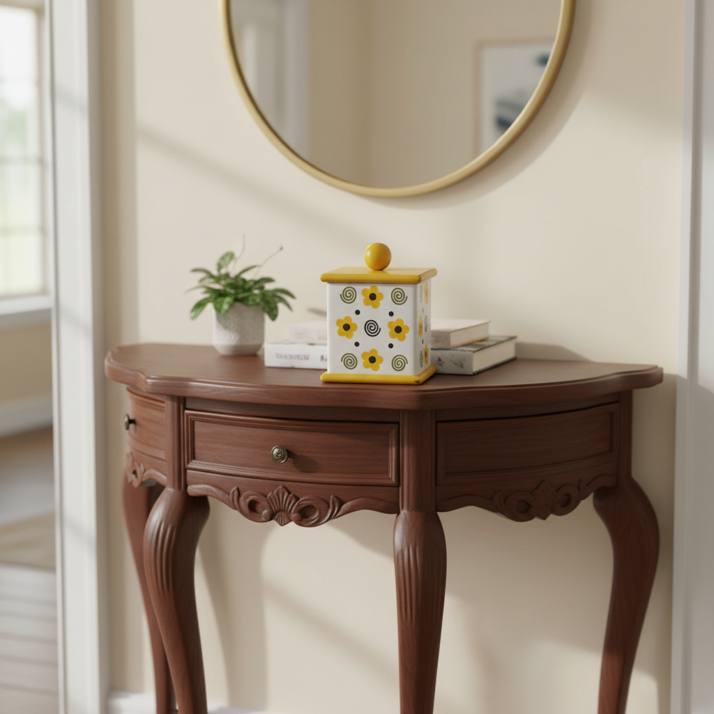 Channapatna wooden floral jar handcrafted elegant wooden box