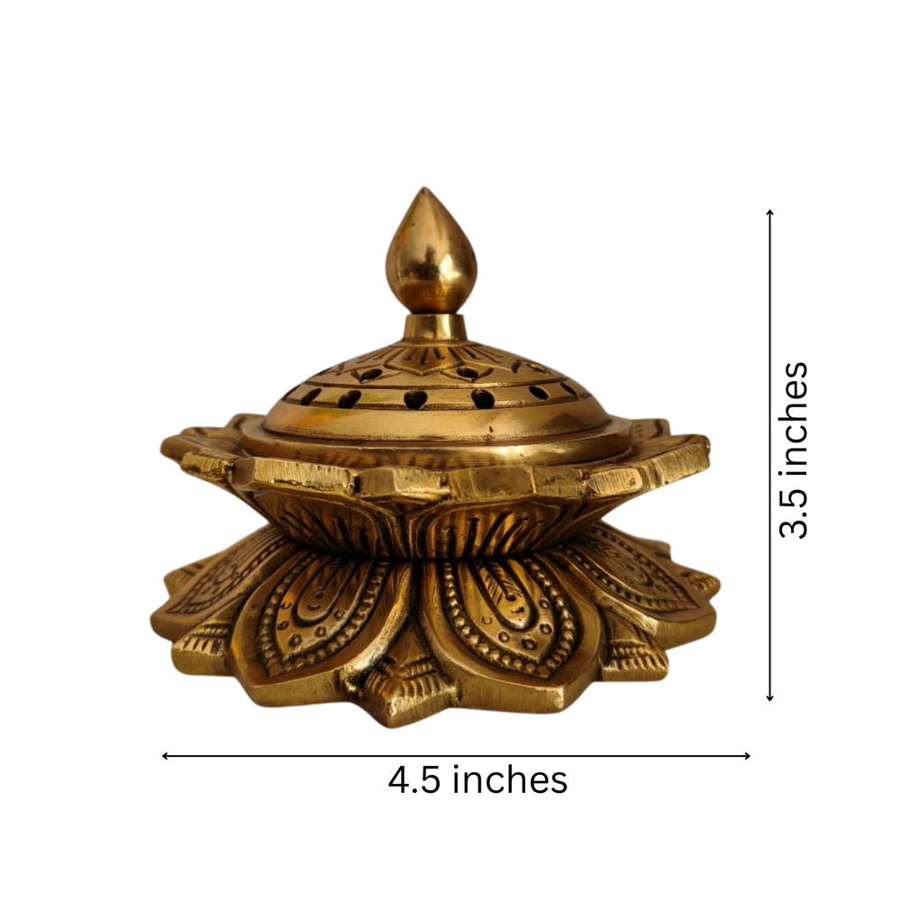 Handcrafted Brass Lotus Dhoop Burner   Brass Artwork