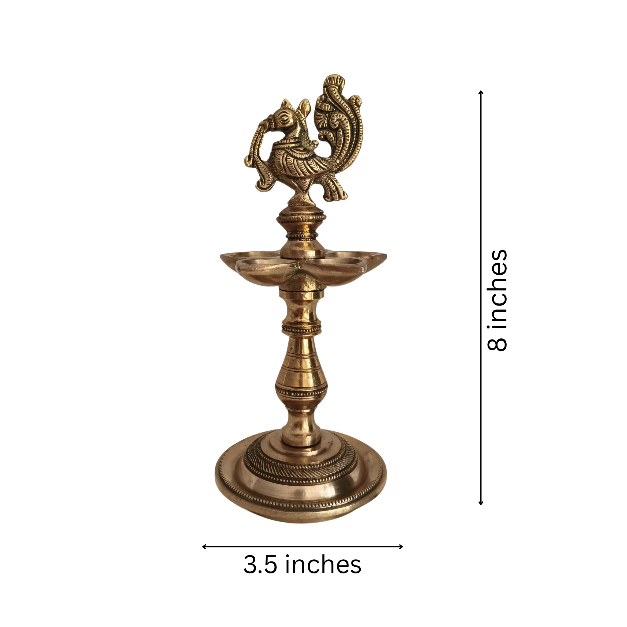 Deepak/Diya Lamp with Peacock (Mayur) Finial, A Symbol of Light and Prosperity