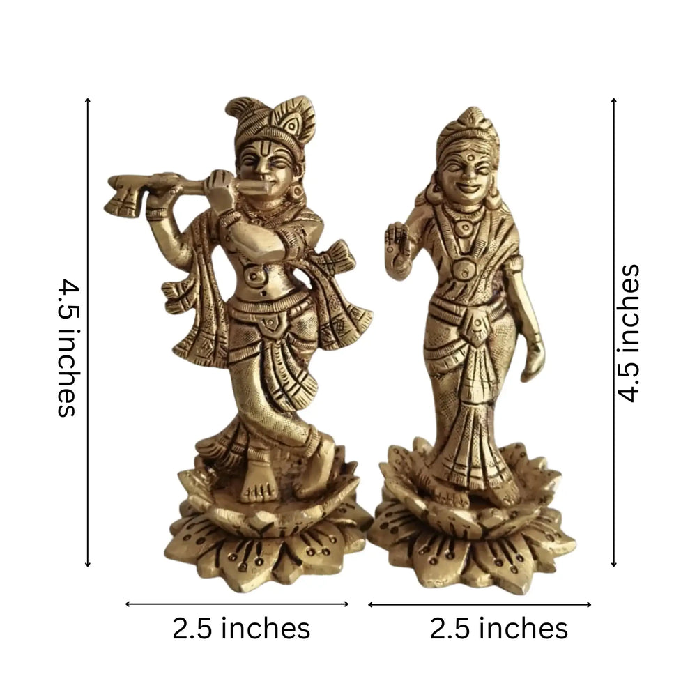 Brass Radha Krishna Idol Set – Krishna & Radha for Home Temple Décor   Brass Ware