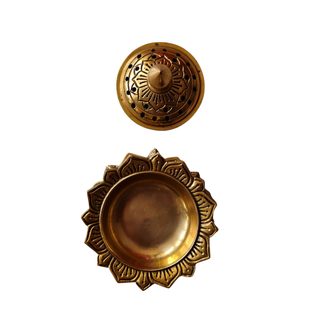 Handcrafted Brass Lotus Dhoop Burner   Brass Artwork
