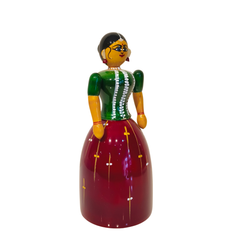 Graceful Etikoppaka Wooden Lady -  Handcrafted Lacquer