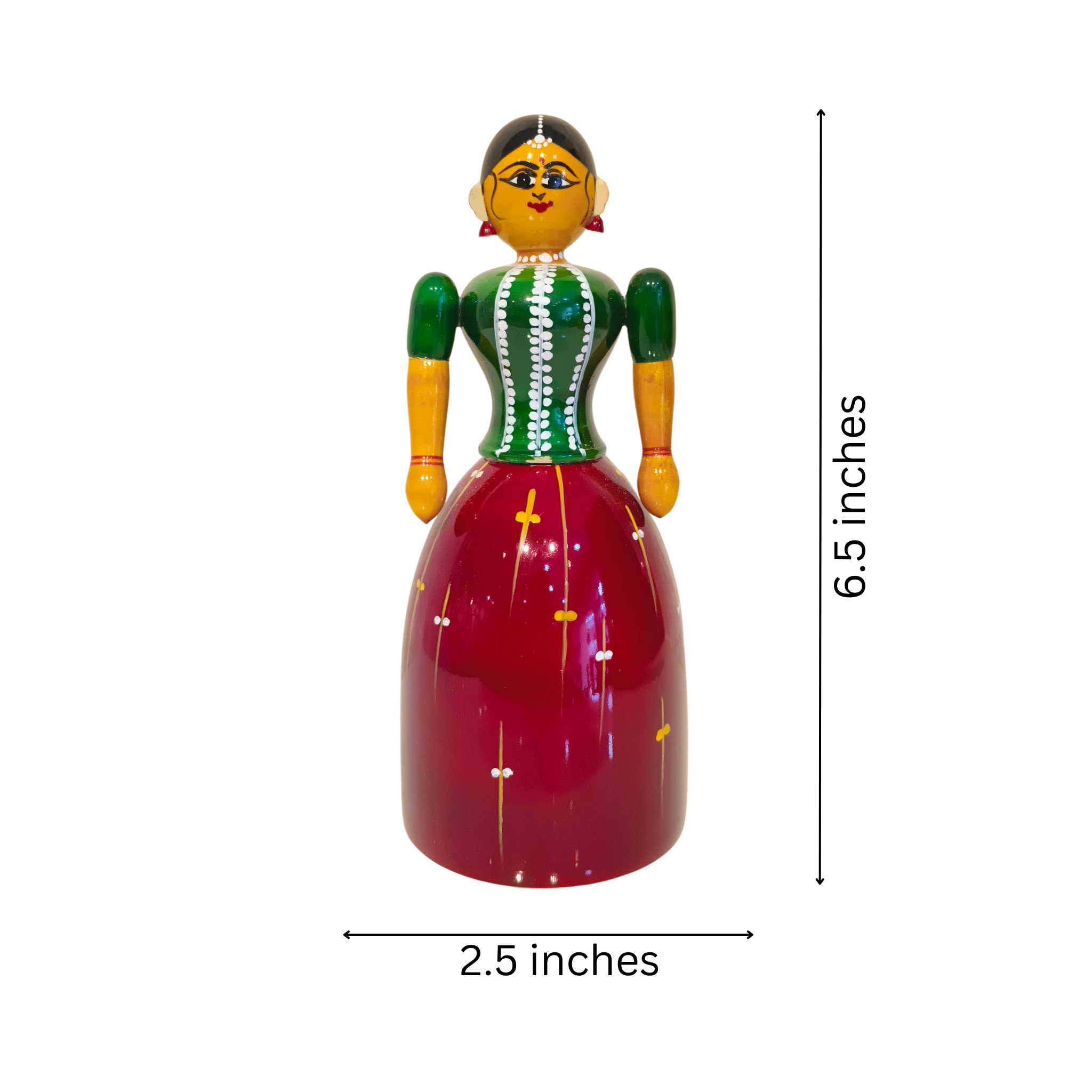 Graceful Etikoppaka Wooden Lady -  Handcrafted Lacquer