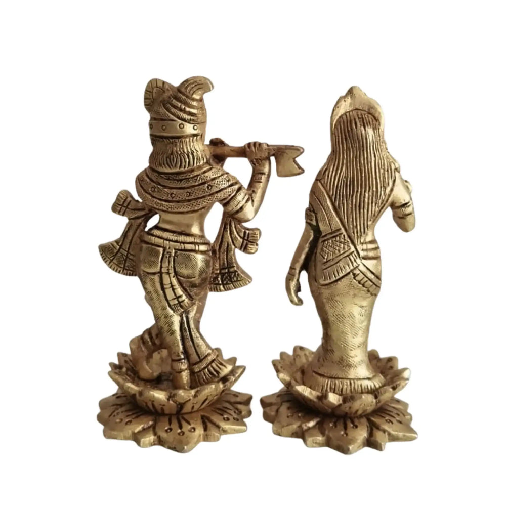 Brass Radha Krishna Idol Set – Krishna & Radha for Home Temple Décor   Brass Ware
