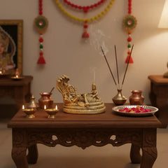 Brass Vishnu Anantha Shayana Idol – Vishnu on Sheshnag with Lakshmi Statue   Brass Ware