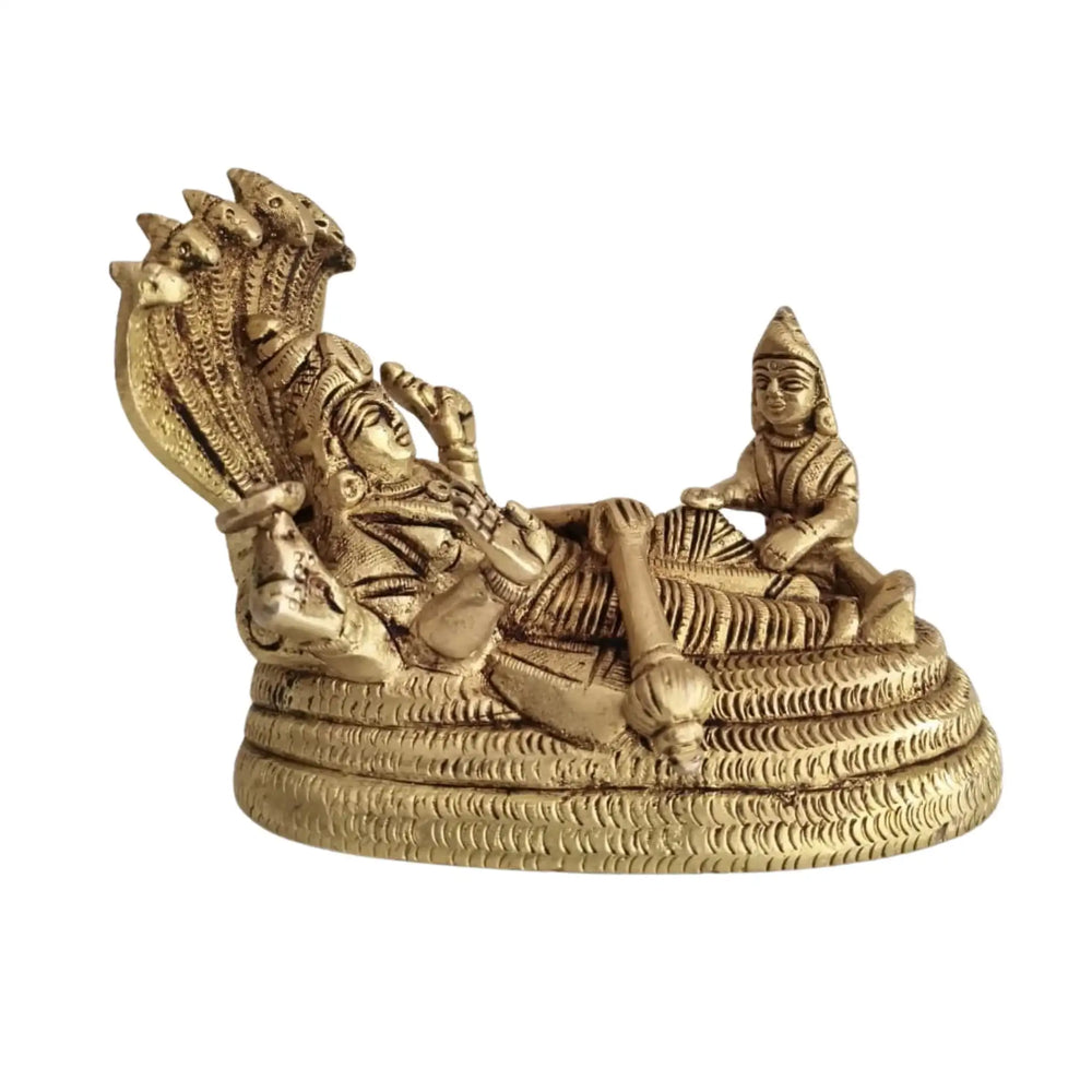 Brass Vishnu Anantha Shayana Idol – Vishnu on Sheshnag with Lakshmi Statue   Brass Ware