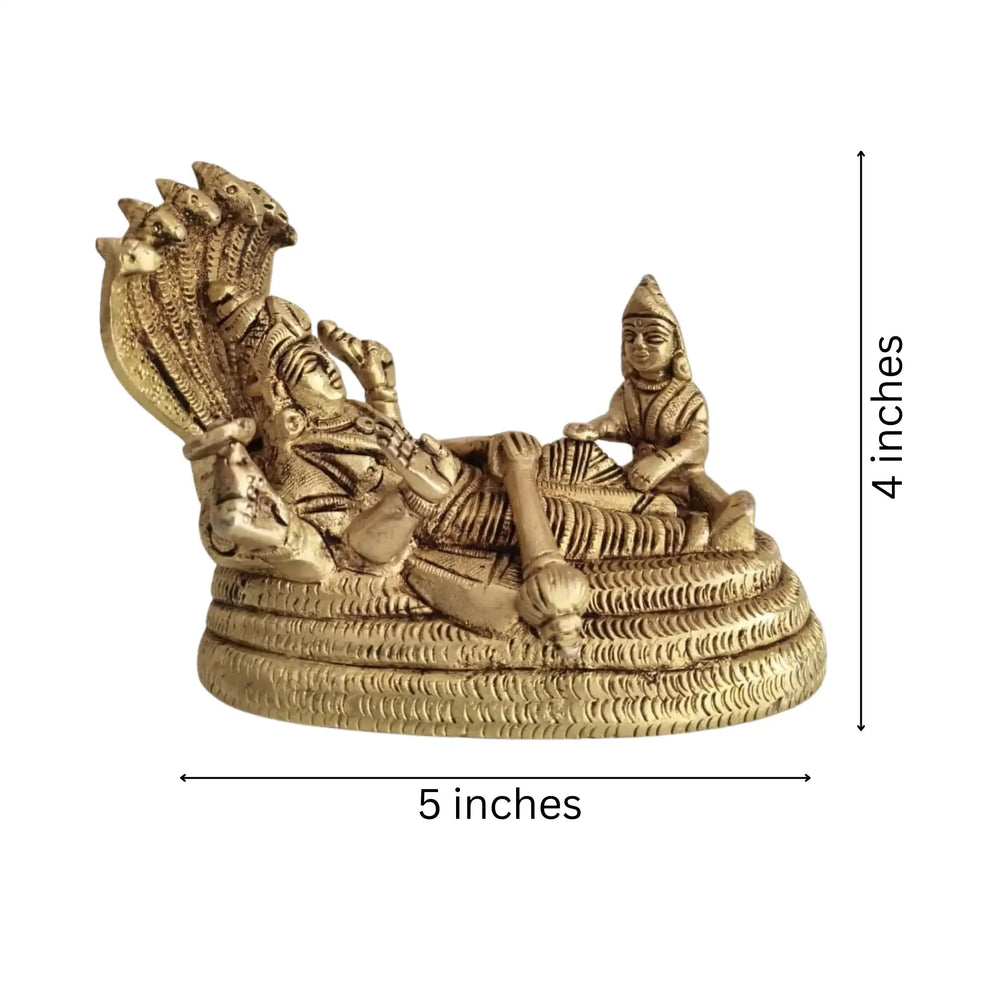 Brass Vishnu Anantha Shayana Idol – Vishnu on Sheshnag with Lakshmi Statue   Brass Ware
